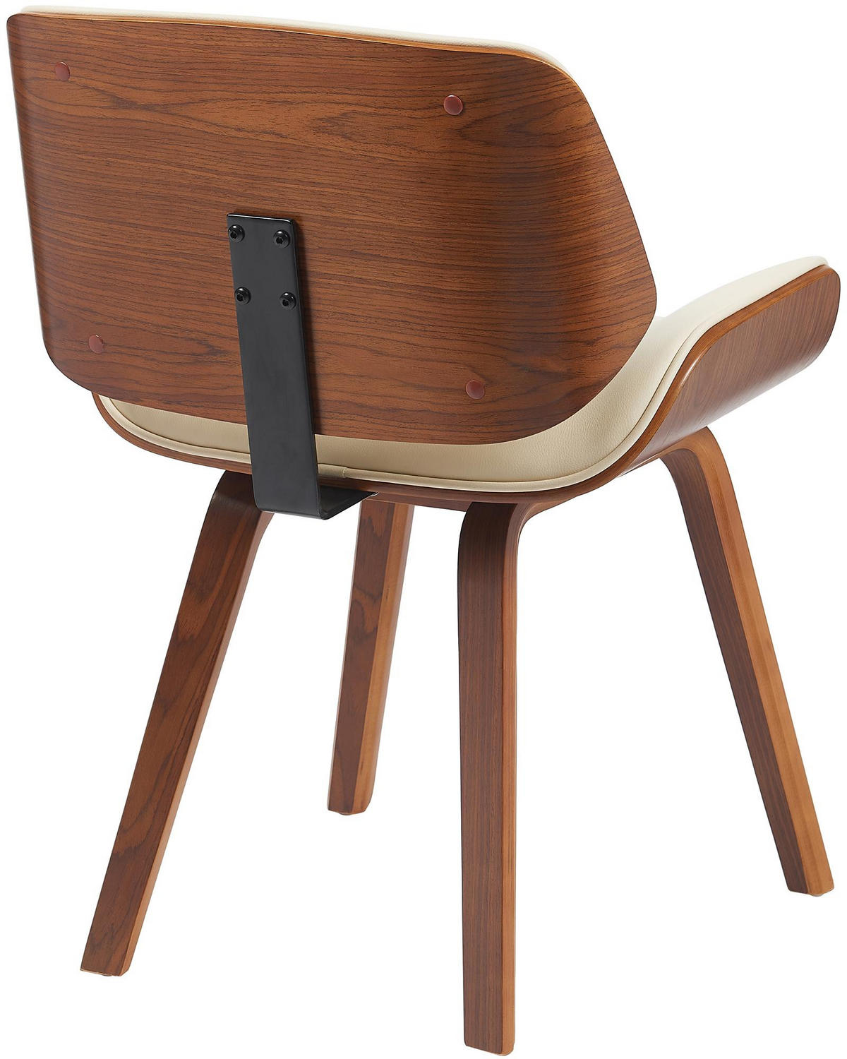 BESUCHERSTUHL Lederlook Walnuss/Creme - Walnussfarben/Creme, Holz/Textil (55/80/41cm) - CLP