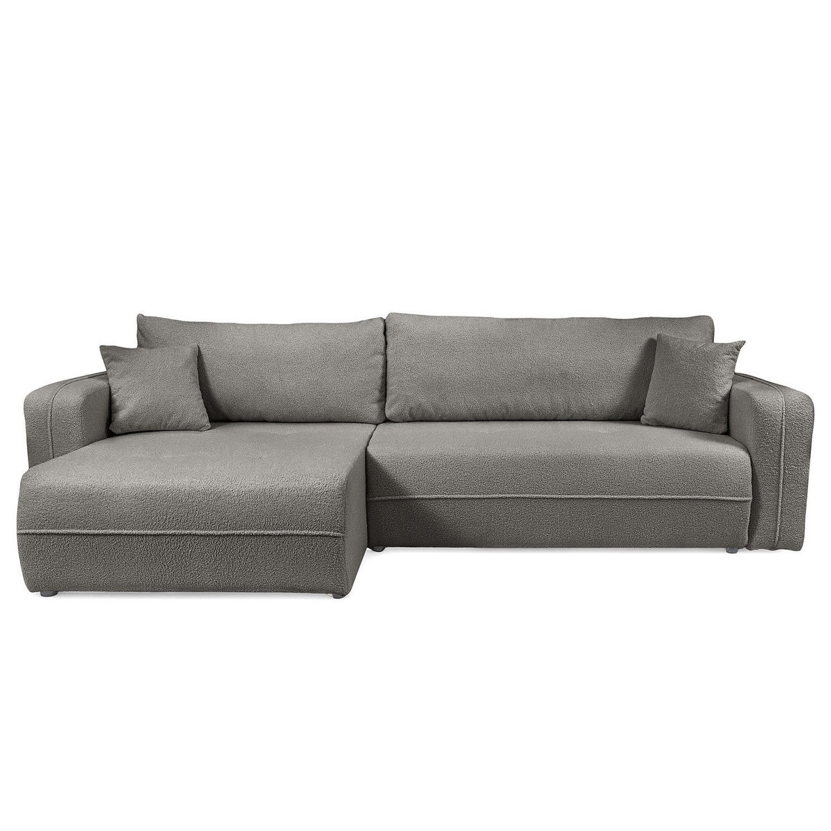 ECKSOFA mit Schlaffunktion - 272 cm - Dunkelgrau/Schwarz, Kunststoff/Textil (272/145cm) - home24