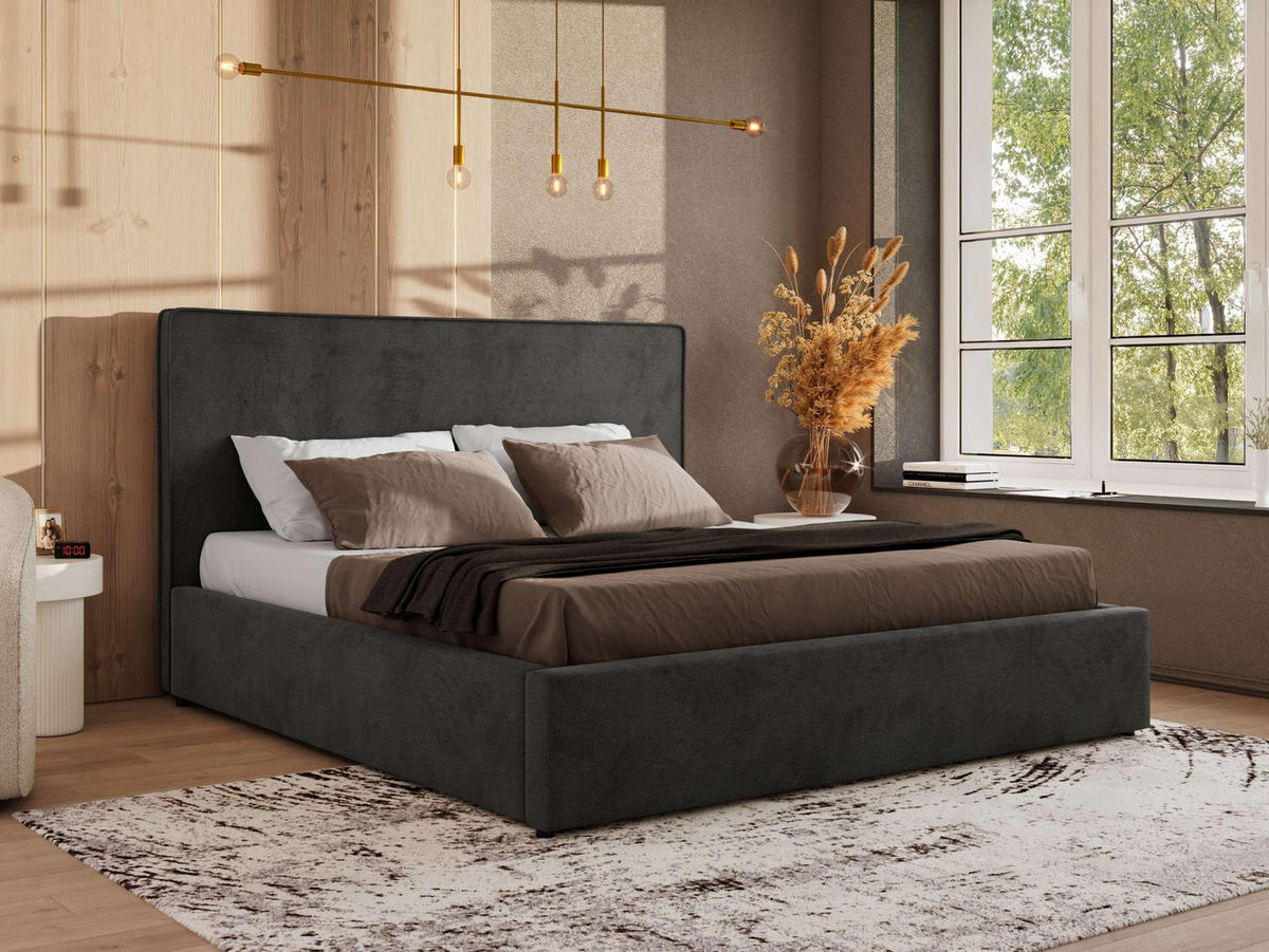 POLSTERBETT CORIVO CLASSIC 180/200 - Dunkelgrau Velvet - Pocket-Matratze - Dunkelgrau, Textil (180/200cm) - MKS