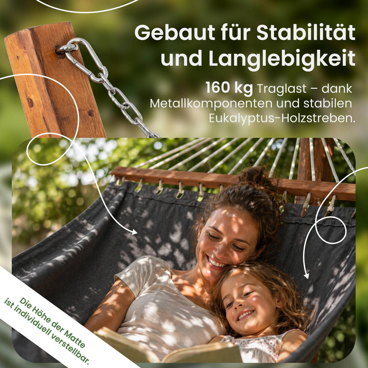 HÄNGEMATTE Holz Grau - Grau, Holz (318/122/118cm) - CLP