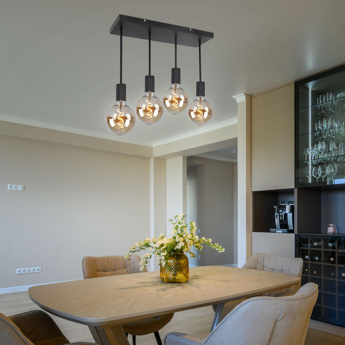 LED DECKENLEUCHTE Metall Schwarz MARTHA - Schwarz, Metall (45/15/34cm) - Globo Lighting