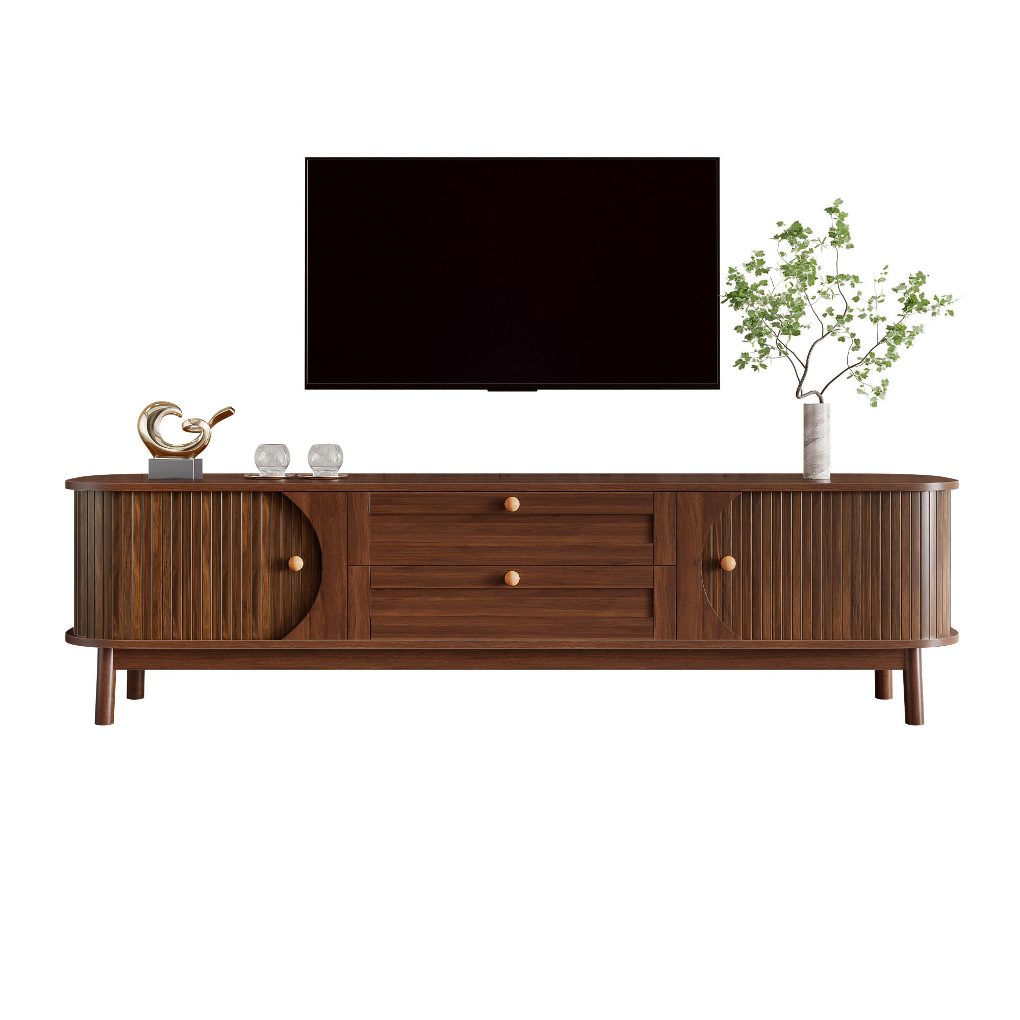 TV-SCHRANK Holzoptik Schubladen Stauraum modern - Walnussfarben, Holzwerkstoff (39.5/46/170cm) - FLIEKS