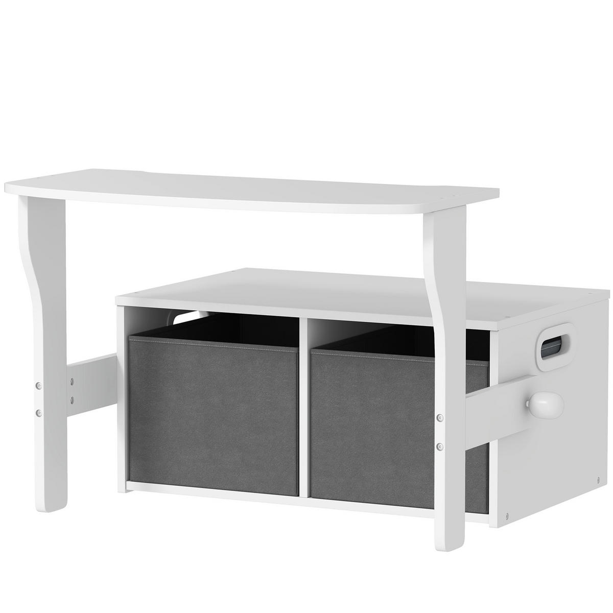 SPIELZEUGTRUHE DE-17273 3-in-1 mit Tisch, Stühlen & Stoffboxen Weiß - Weiß, Metall (46.5/67.6cm) - ComfortXL