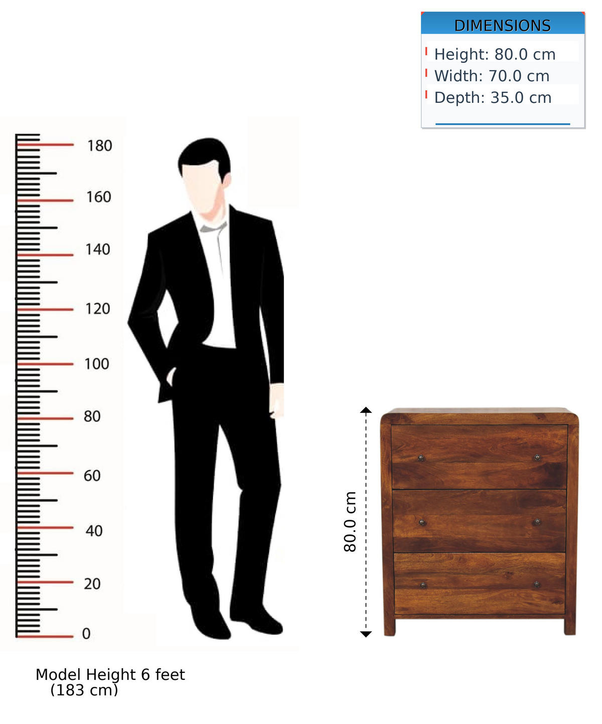 KOMMODE Aspen, 3 Schubladen, Dunkelbraun - Dunkelbraun/Messingfarben, Holz/Metall (70/80/35cm) - Artisan Furniture