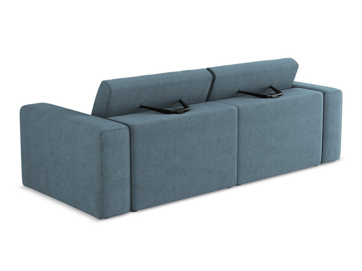 3-SITZER SOFA Strukturstoff Stoff Blau - Blau/Schwarz, Kunststoff/Textil (224/80/103cm) - Makamii
