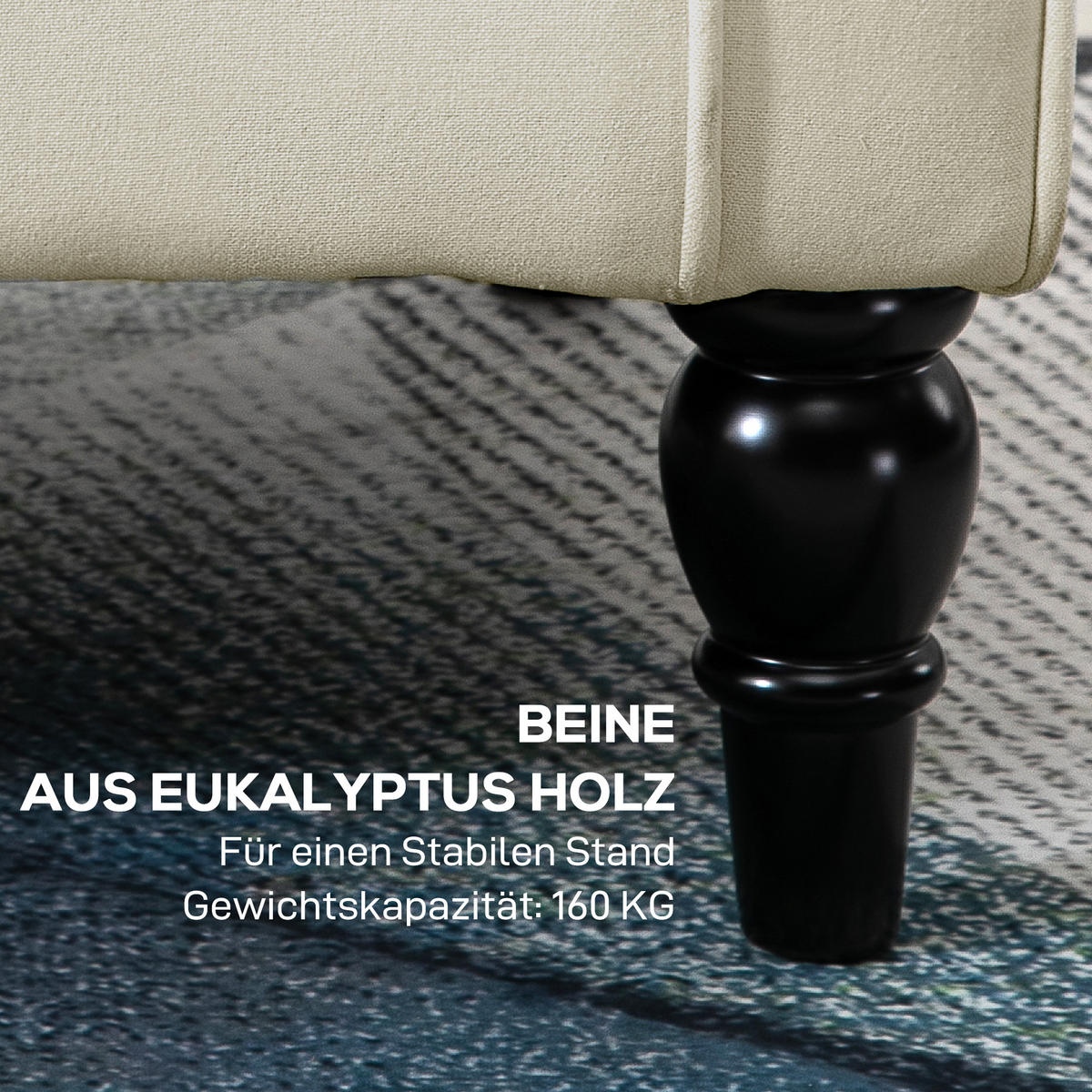 EINZELSESSEL mit Tufting Relaxsessel Einzelstuhl Holzfüße Polyester Creme - Creme/Schwarz, Holz/Textil (86/102/74cm) - HOMCOM