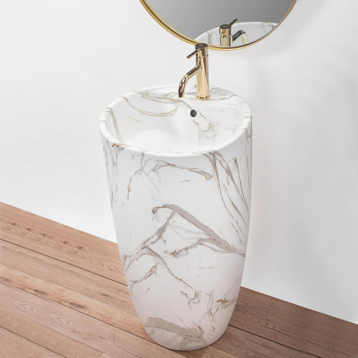 STANDWASCHBECKEN Rea Anya Lava Matt - Weiß, Keramik (45/84/45cm) - REA