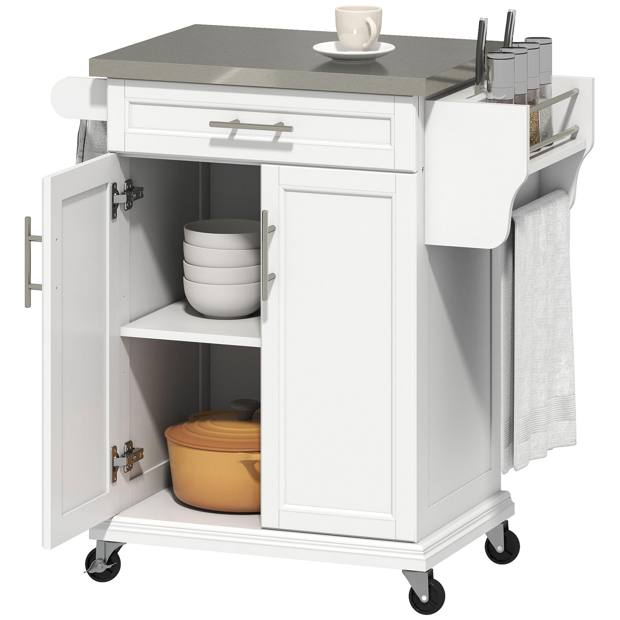 ComfortXL Küchenrollwagen Weiß 45.7x90.5x83.5 cm
