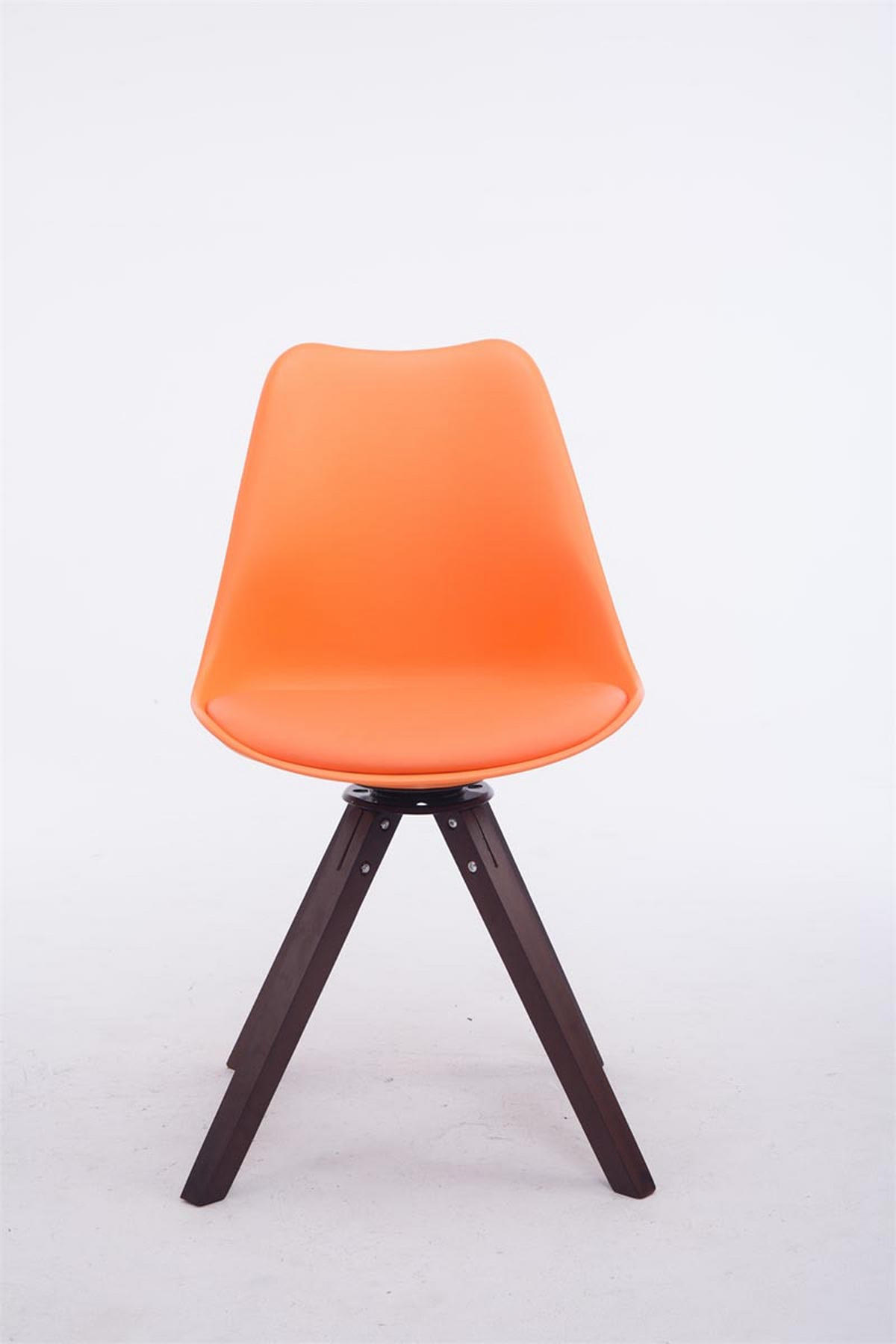 DREHSTUHL Lederlook orange - Walnussfarben/Orange, Holz/Textil (48/84/56cm) - CLP