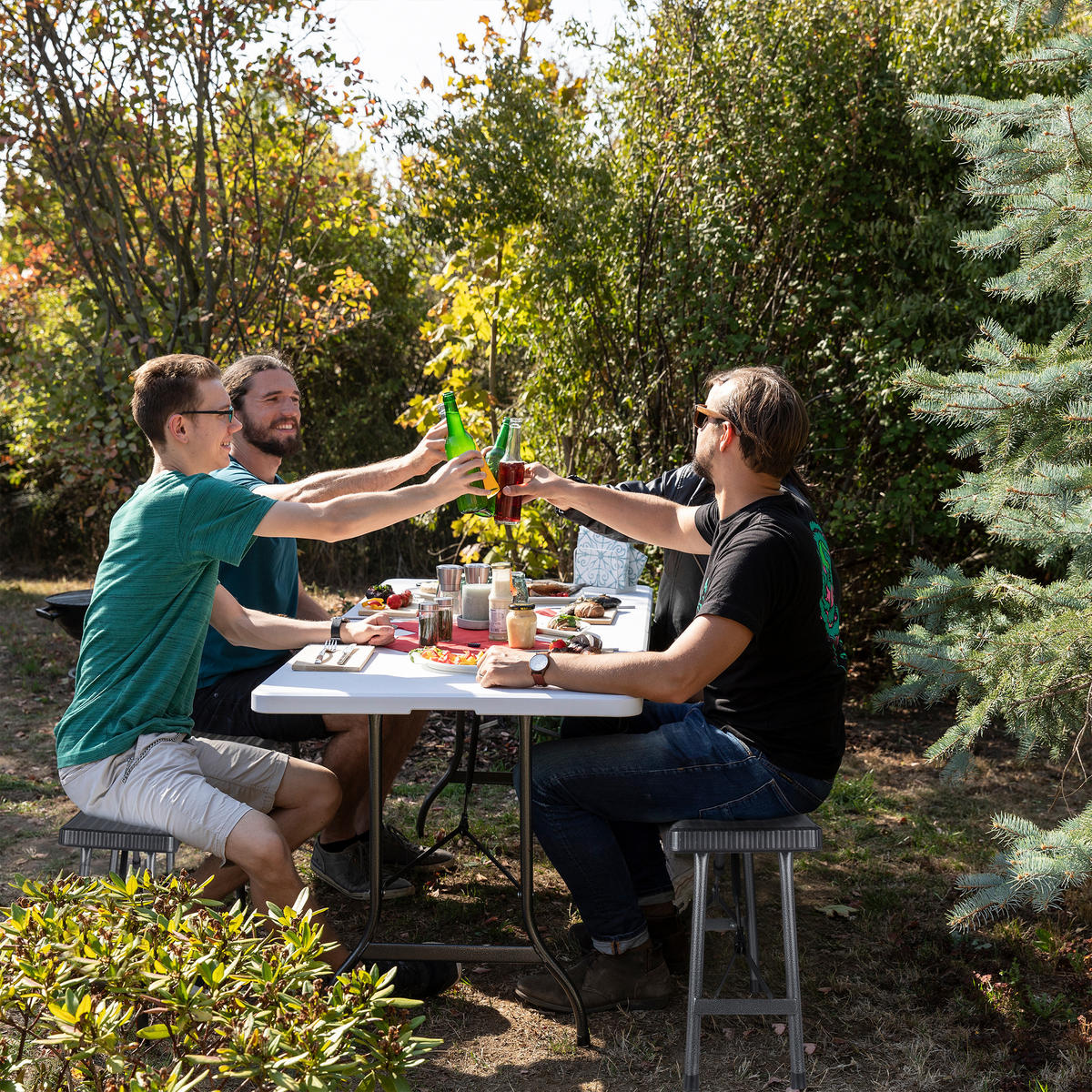 BIERBANK-SET - Schwarz, Kunststoff/Metall (100/42/25cm) - Relaxdays