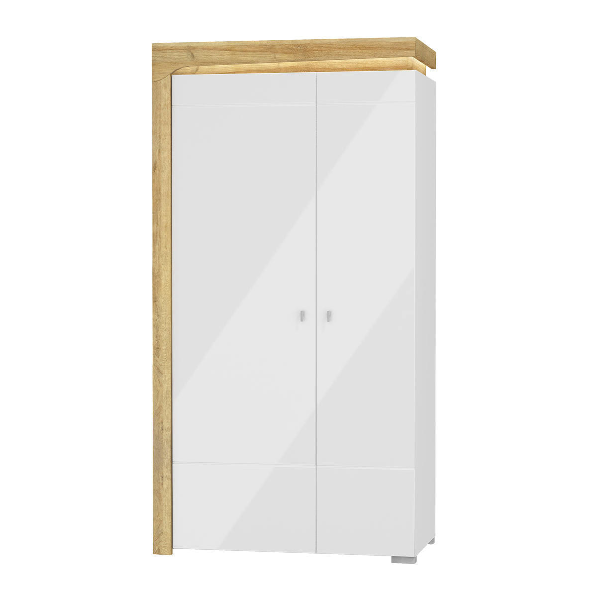 SCHRANK 2 Türen Teo Weiß und Holz - Weiß, Holzwerkstoff (102/197/56cm) - Petits-meubles