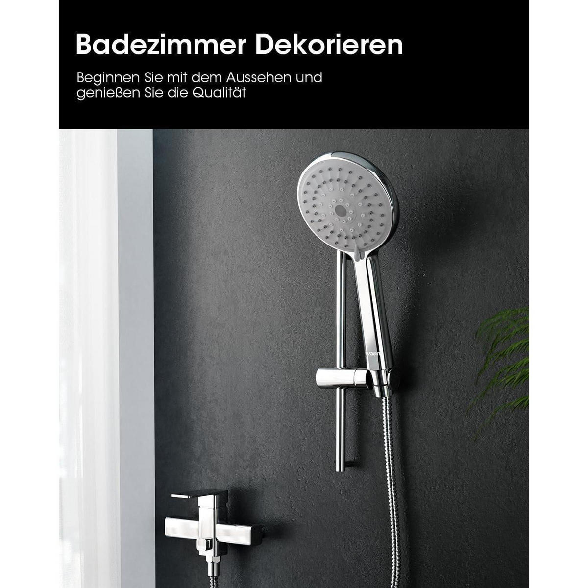 DUSCHKOPF Wassersparend 5 Strahlarten Chrom - Silberfarben, Metall (4.3/12.7/28.5cm)