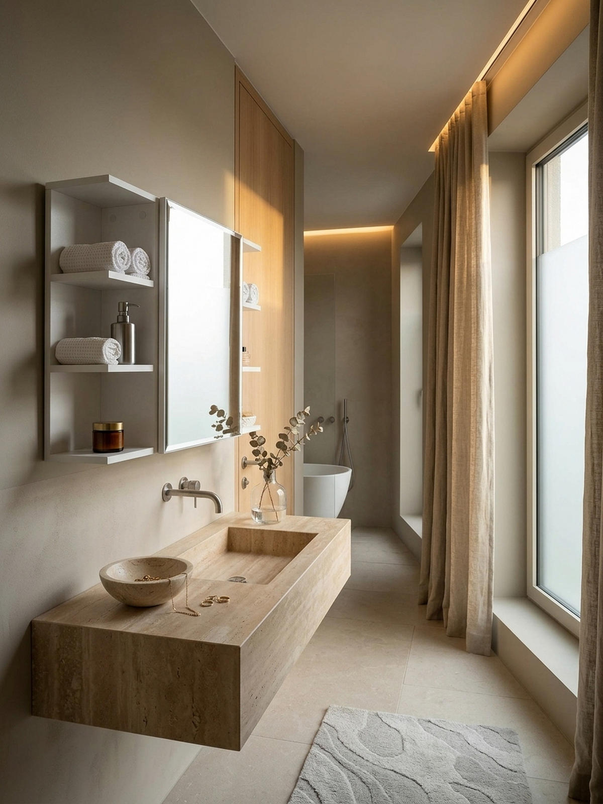 HÄNGESCHRANK Weiß aus Spanplatte mit Spiegel und seitlichen Ablagen 80x64,5x20 cm - Weiß, Holz (80/65/20cm) - KADIMA DESIGN