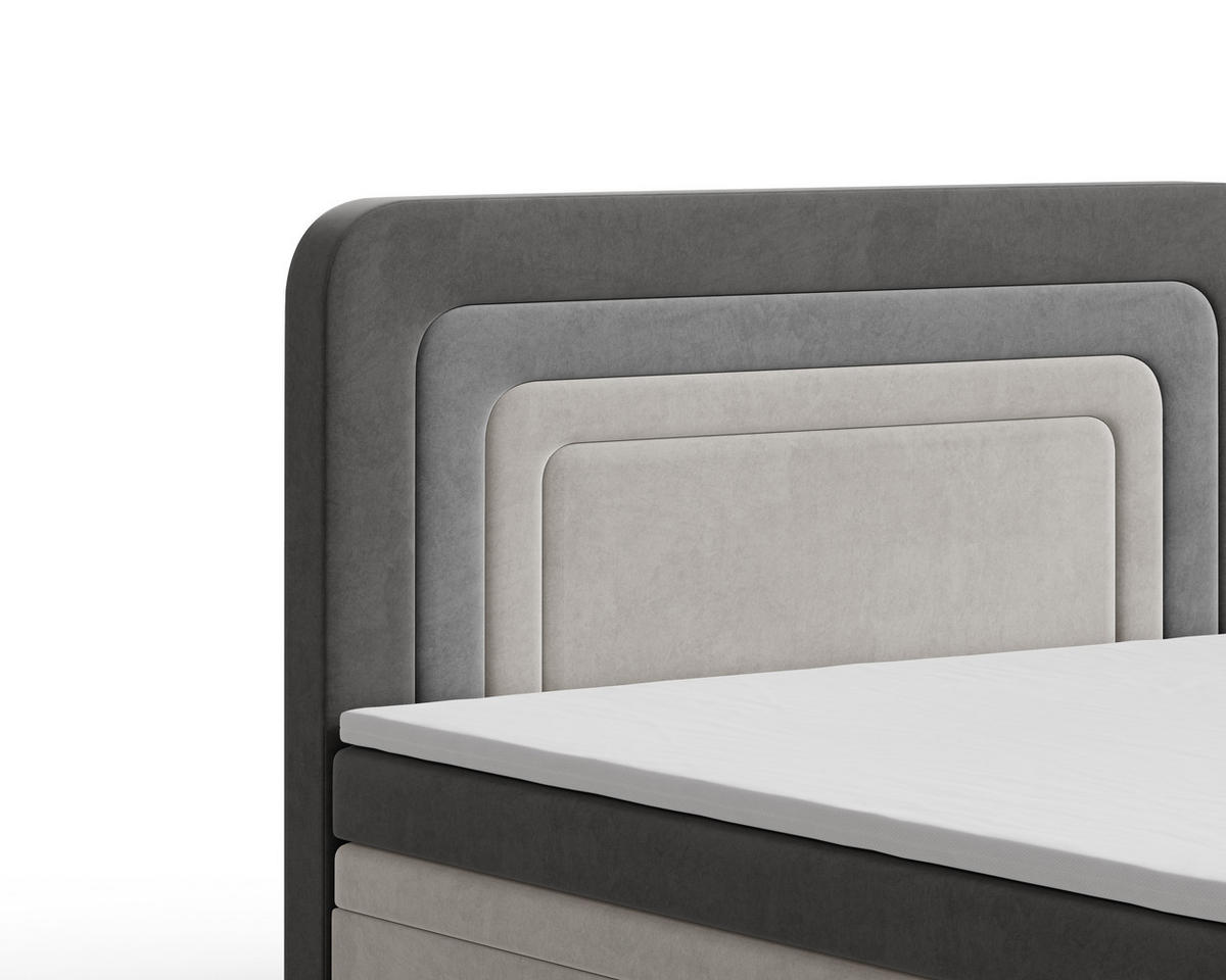 BOXBETT - Bett 10 NEST - Riviera - 140x200 cm - Modernes Polsterbett mit Bettkasten - Grau, Holz (140/200cm) - ROYAL24_MARKT