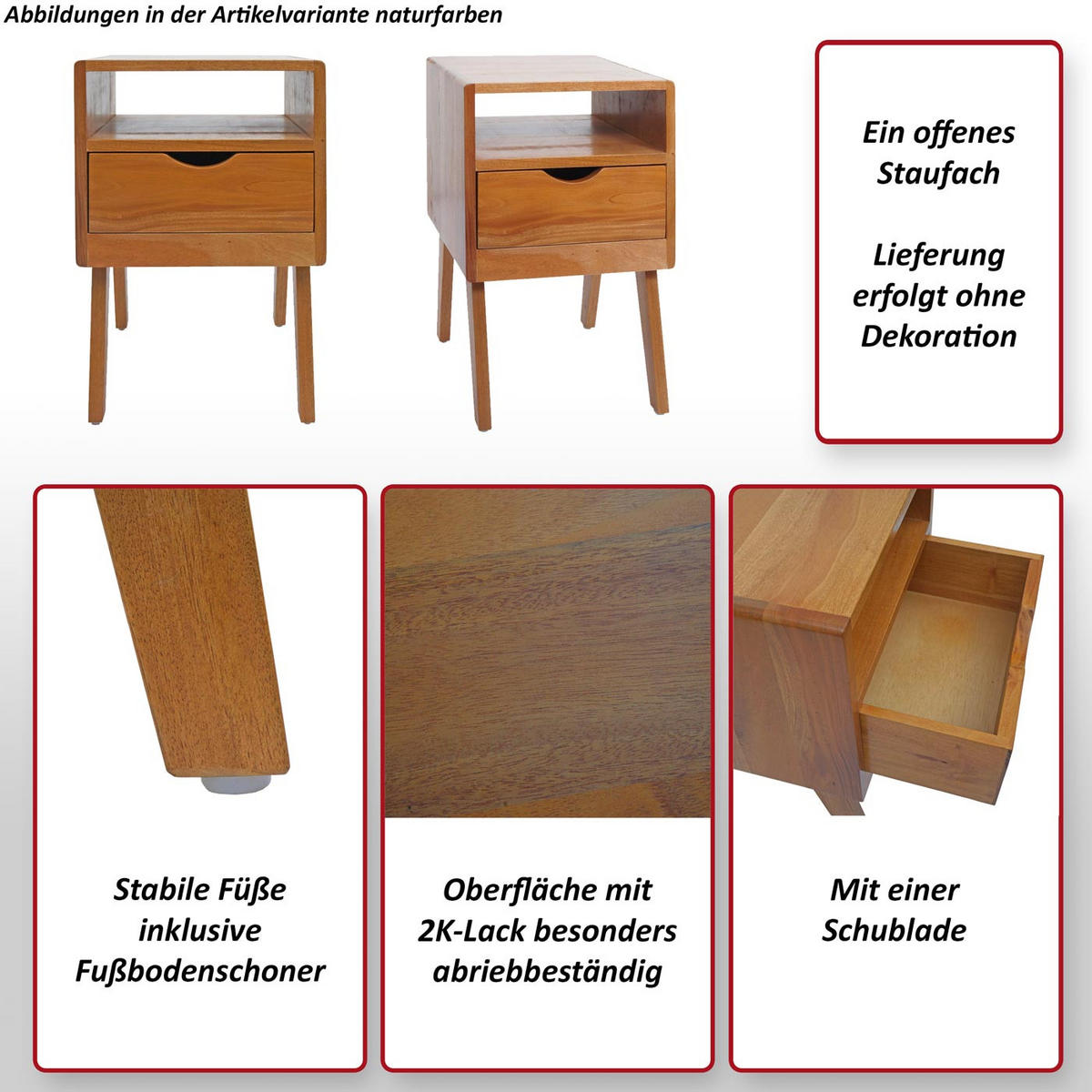 NACHTTISCH rechteckig Dunkelbraun - Dunkelbraun, Holz (42/64/40cm) - MCW