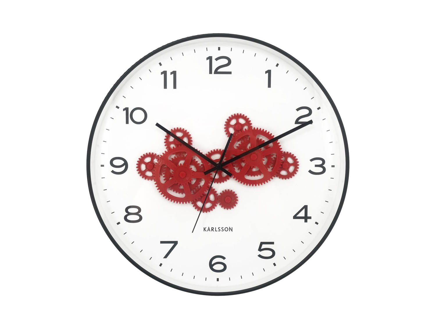 WANDUHR Open Gear Schwarz 40/5.66/40 cm - Schwarz, Kunststoff (5.66/40/40cm) - Karlsson