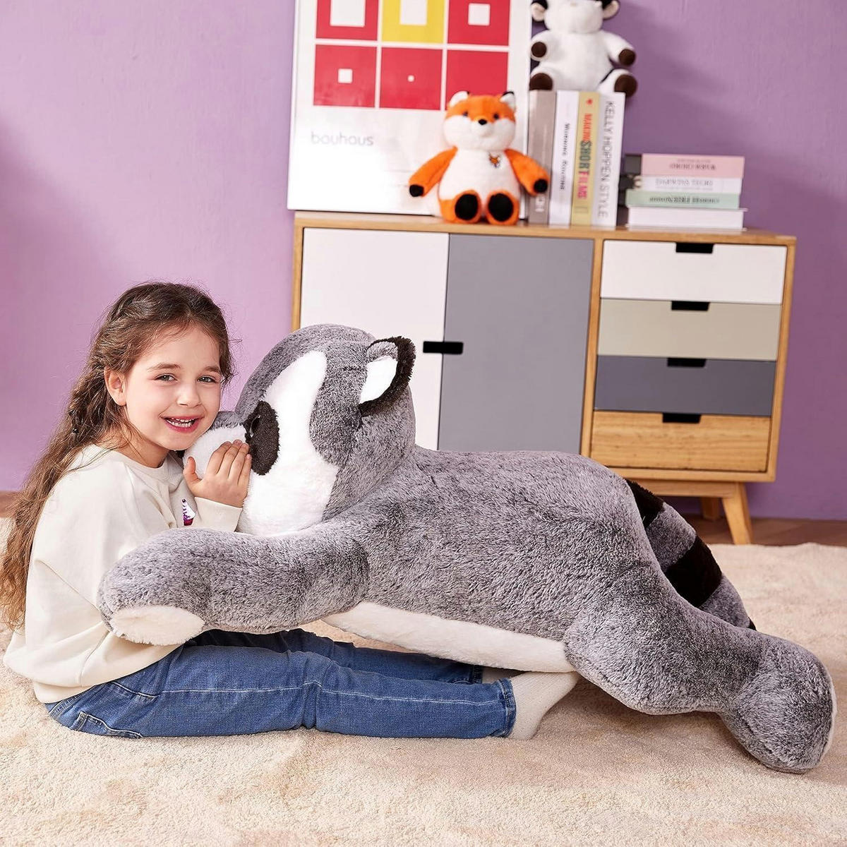 STOFFTIER Waschbär 78 cm - Grau, Textil (35.6/76.2cm)