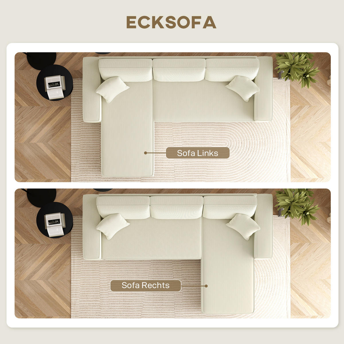 ECKSOFA Creme 241.0/153.0/83.0 cm - Creme, Textil (153/241cm)