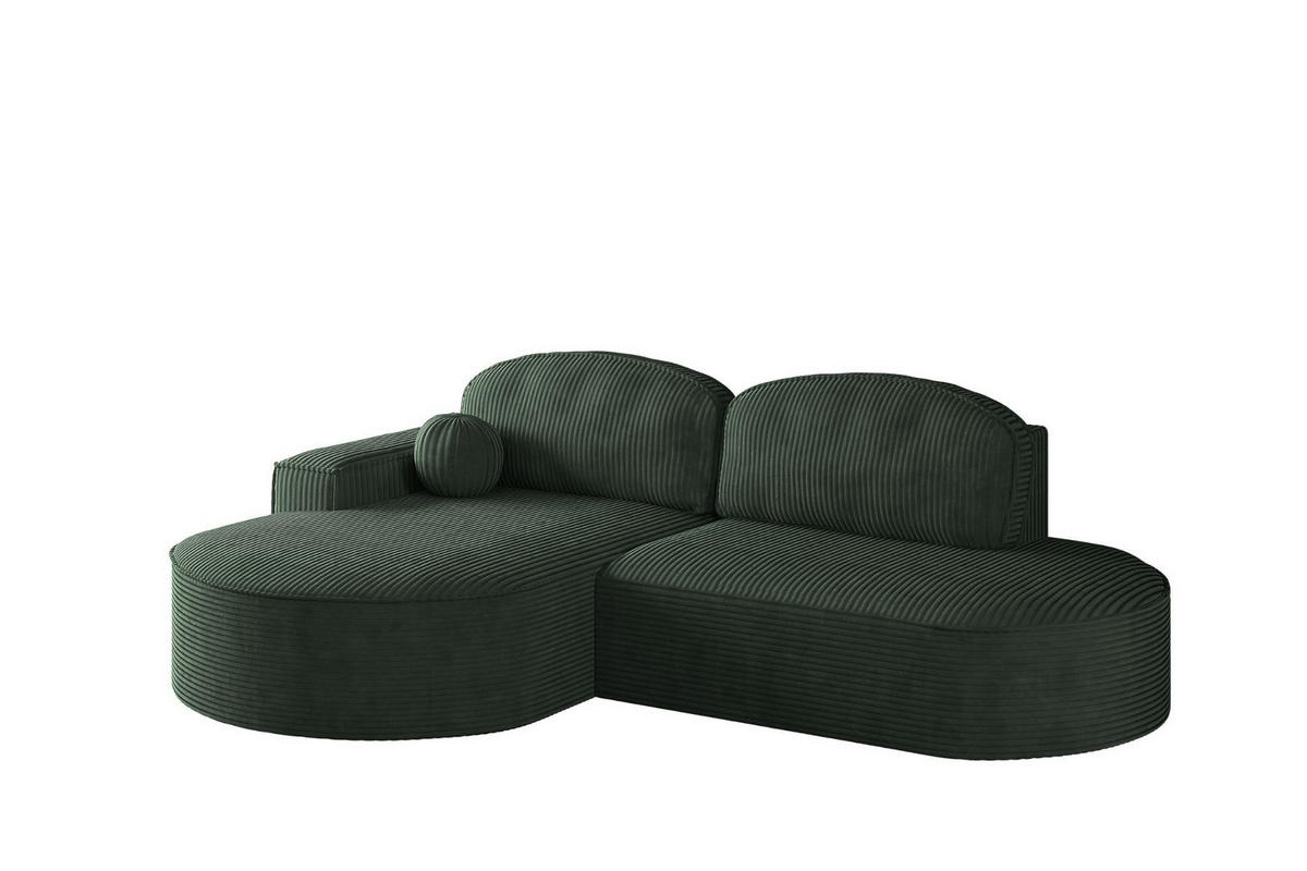 ECKSOFA mit Schlaffunktion und Bettkasten Modena Runden stoff Poso Grün Links - Grün, Holz/Textil (179/278cm) - Kaiser Möbel