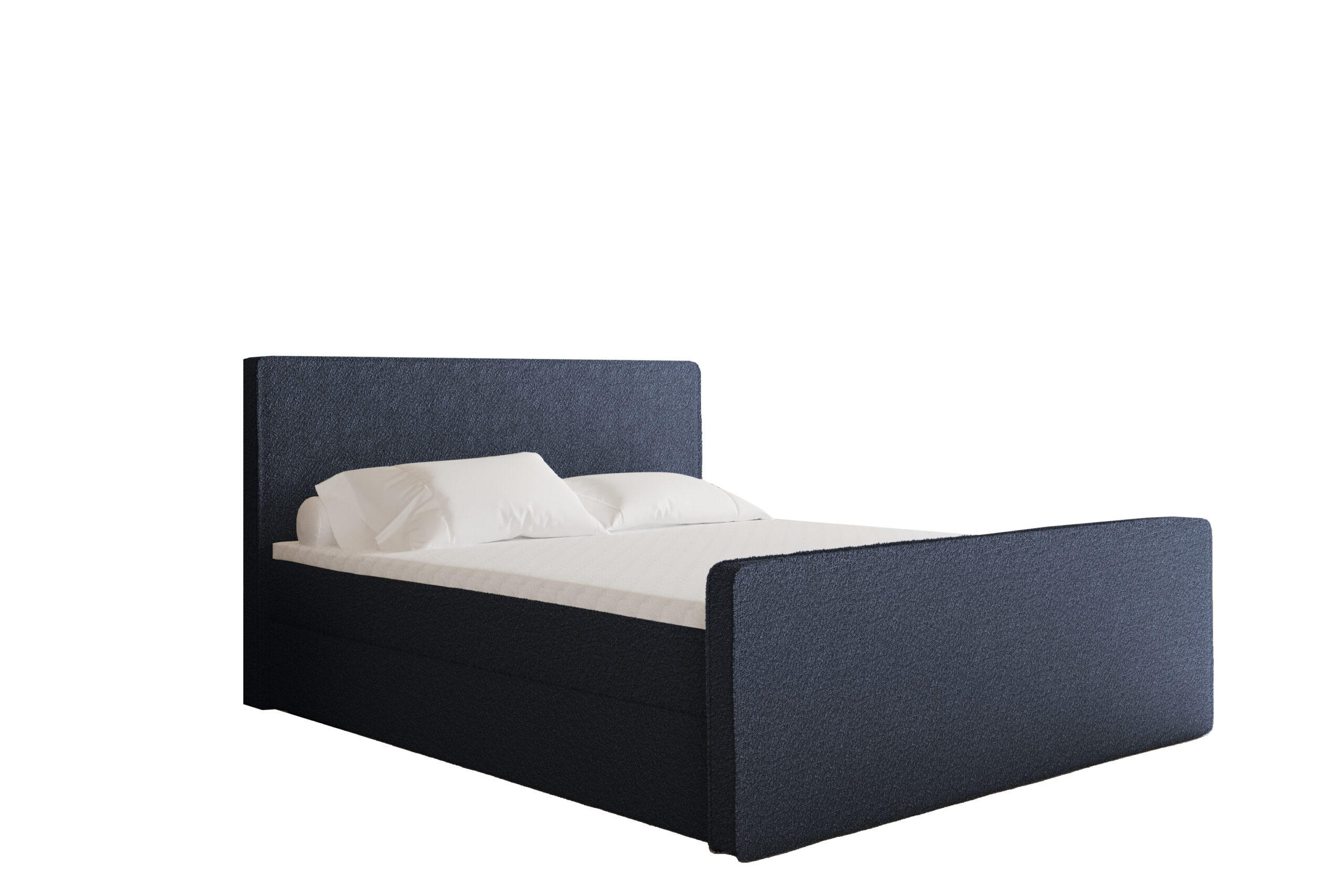 BOXBETT mit Bettkasten Matratze Topper LAGUNE Stoff Loop Blau 140x200 cm H2-Pocket - Blau, Holz/Holzwerkstoff (140/200cm) - Kaiser Möbel