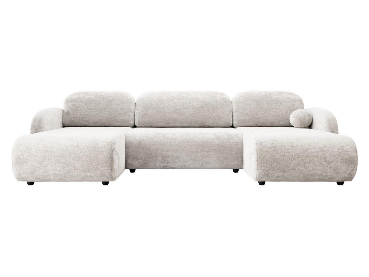 WOHNLANDSCHAFT Dream U - Schwarz/Naturfarben, Holz/Kunststoff (318/88/160cm) - MIRJAN24