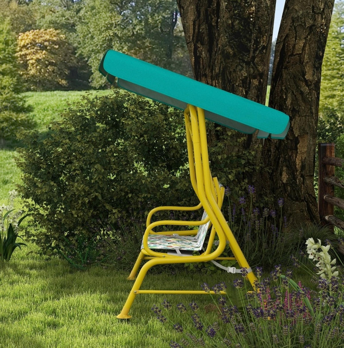 HOLLYWOODSCHAUKEL Kinder-Hollywoodschaukel 112/75/120 cm aus Polyester mit verstellbarem Sonnendach Grün - Grün, Metall (75/120/112cm) - Modenvie