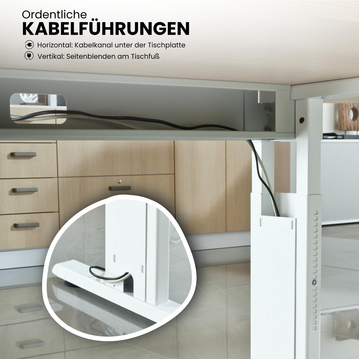 SCHREIBTISCH Serie-O 80/180/74 cm in Weiß/Weiß - Weiß, Holzwerkstoff (80/180/74cm) - bümö