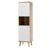 VITRINE weiß Eiche Riviera, Vitrinenschrank skandinavisch 50 x 197 cm - Eichefarben/Weiß, Holz/Holzwerkstoff (50/197/40cm) - Furn.Design