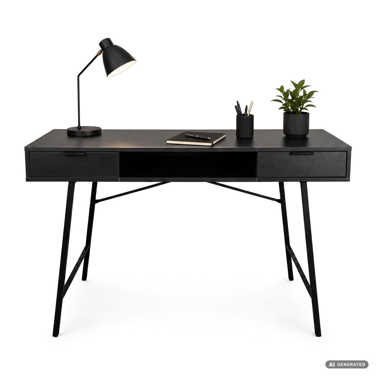 SCHREIBTISCH ARDEN 120 cm Schwarz - Schwarz, Holzwerkstoff (120/50/80.5cm) - Akord