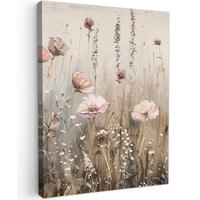 LEINWANDBILD Blumen - Rosa - Modern - Beige 60x80 cm - Beige, Textil (60/80cm) - MuchoWow