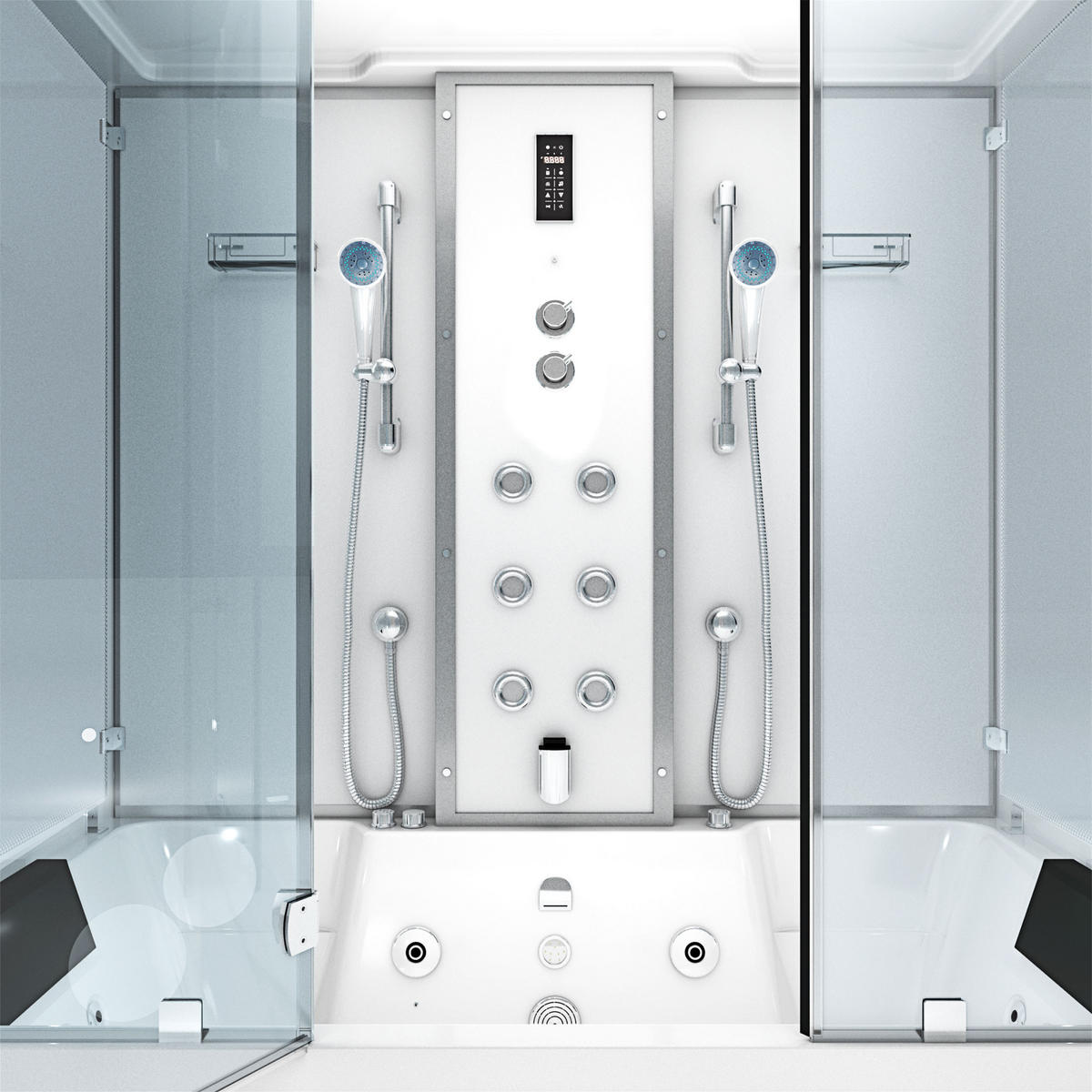 BADEWANNE Dusche K80-WS-EH-A-EC-SC-EA Duschtempel - Weiß, Glas/Kunststoff (100/180/228cm) - AcquaVapore by Sandra Jentho