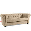 3-SITZER-SOFA GRAVO Chesterfield, Kunstleder - Wengefarben/Creme, Leder/Holz (202/72/95cm) - KONSIMO®
