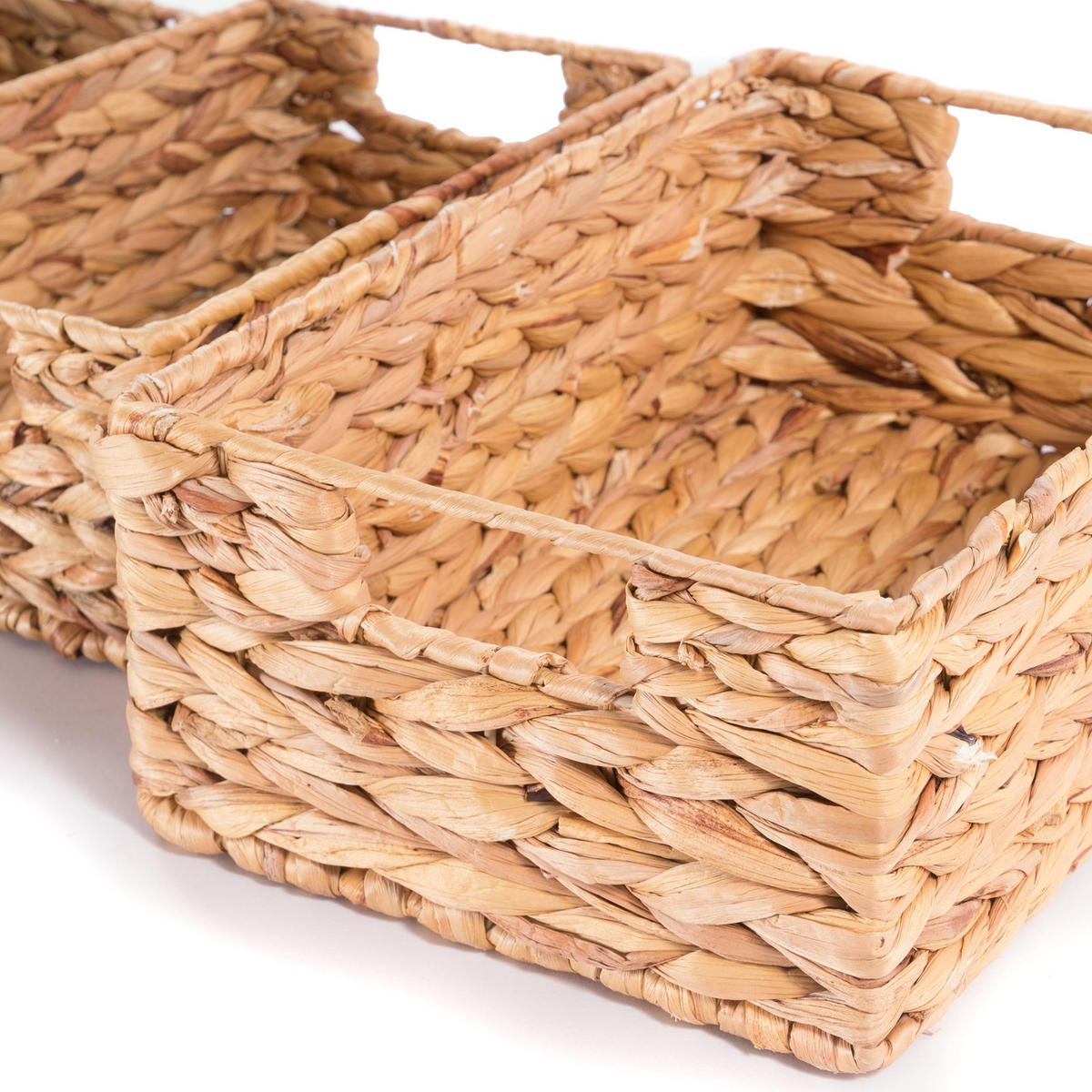 AUFBEWAHRUNGSBOX-SET Cesto II 4-teilig Wasserhyazinthe geflochten, 4 verschiedene Größen naturfarben - Naturfarben, Naturmaterialien (14cm) - CREEDWOOD