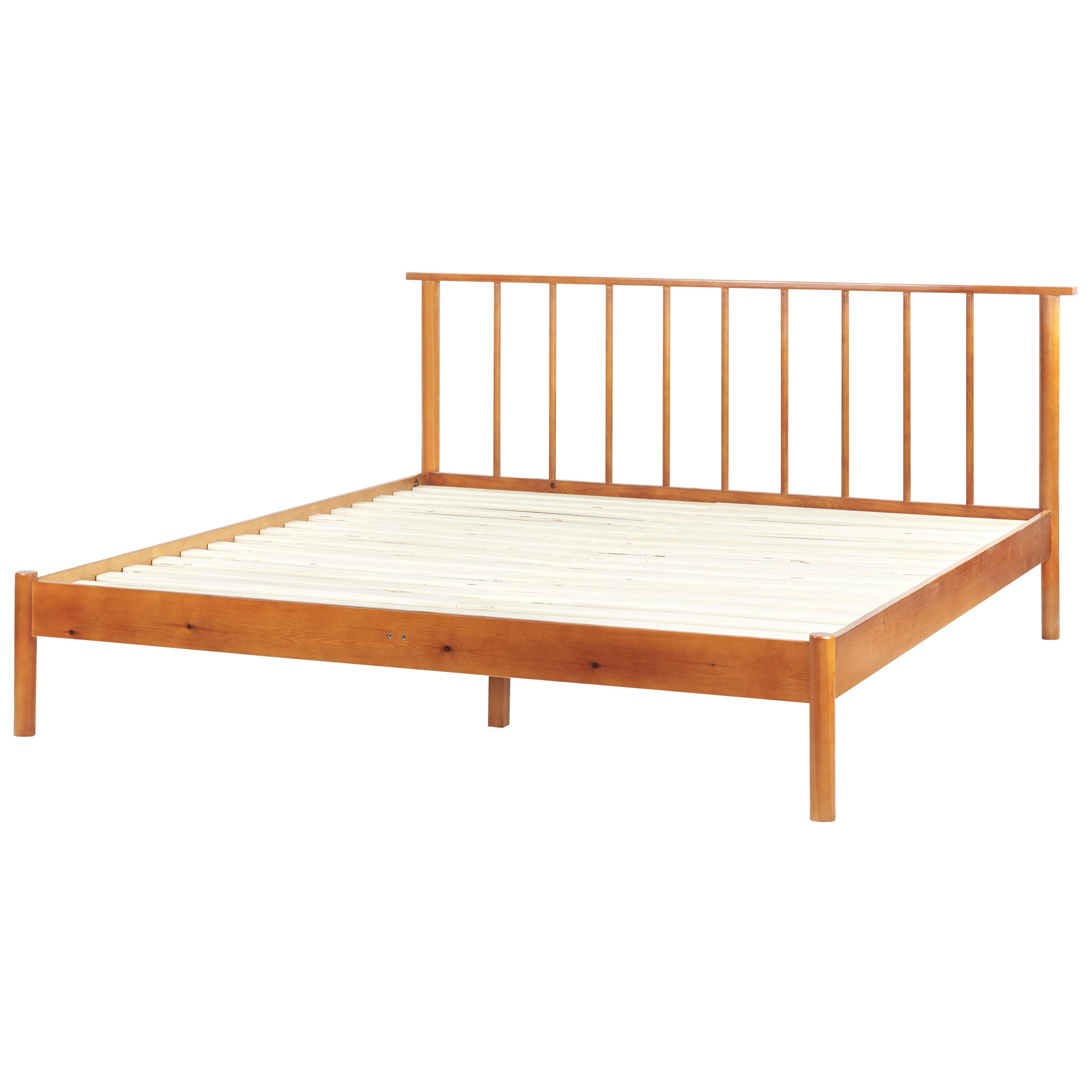 HOLZBETT 160/200cm Heller Holzfarbton Barret - Hellbraun, Holz (160/200cm) - Beliani