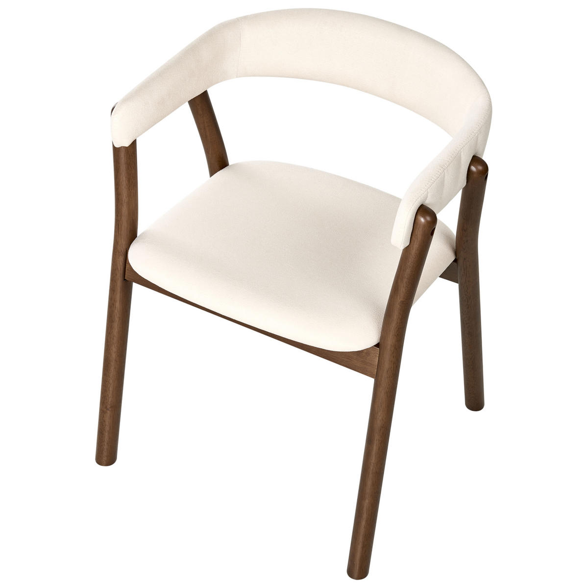 ESSZIMMERSTUHL 2er Set Stoff Cremeweiß/Dunkelbraun Mylo - Dunkelbraun/Weiß, Holz/Textil (58/77/56cm) - Beliani