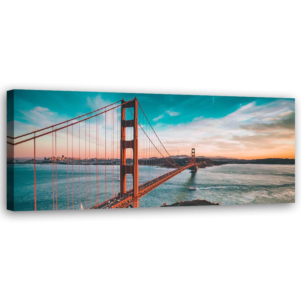 WANDBILD golden gate bridge - Blau, Textil (90/30cm) - Feeby