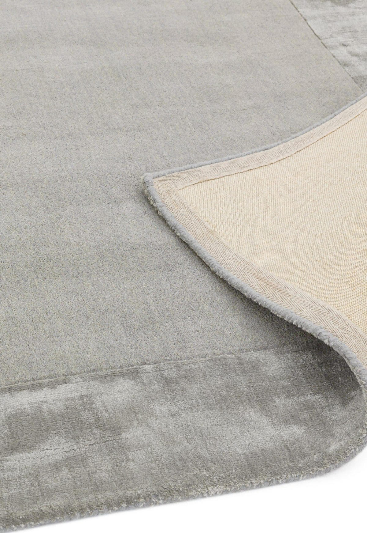TEPPICH Wolle handgewebt einfarbig mit Viskosebordüre TYNE, Silber 120x170 cm - Silberfarben, Textil (120/170cm) - KADIMA DESIGN