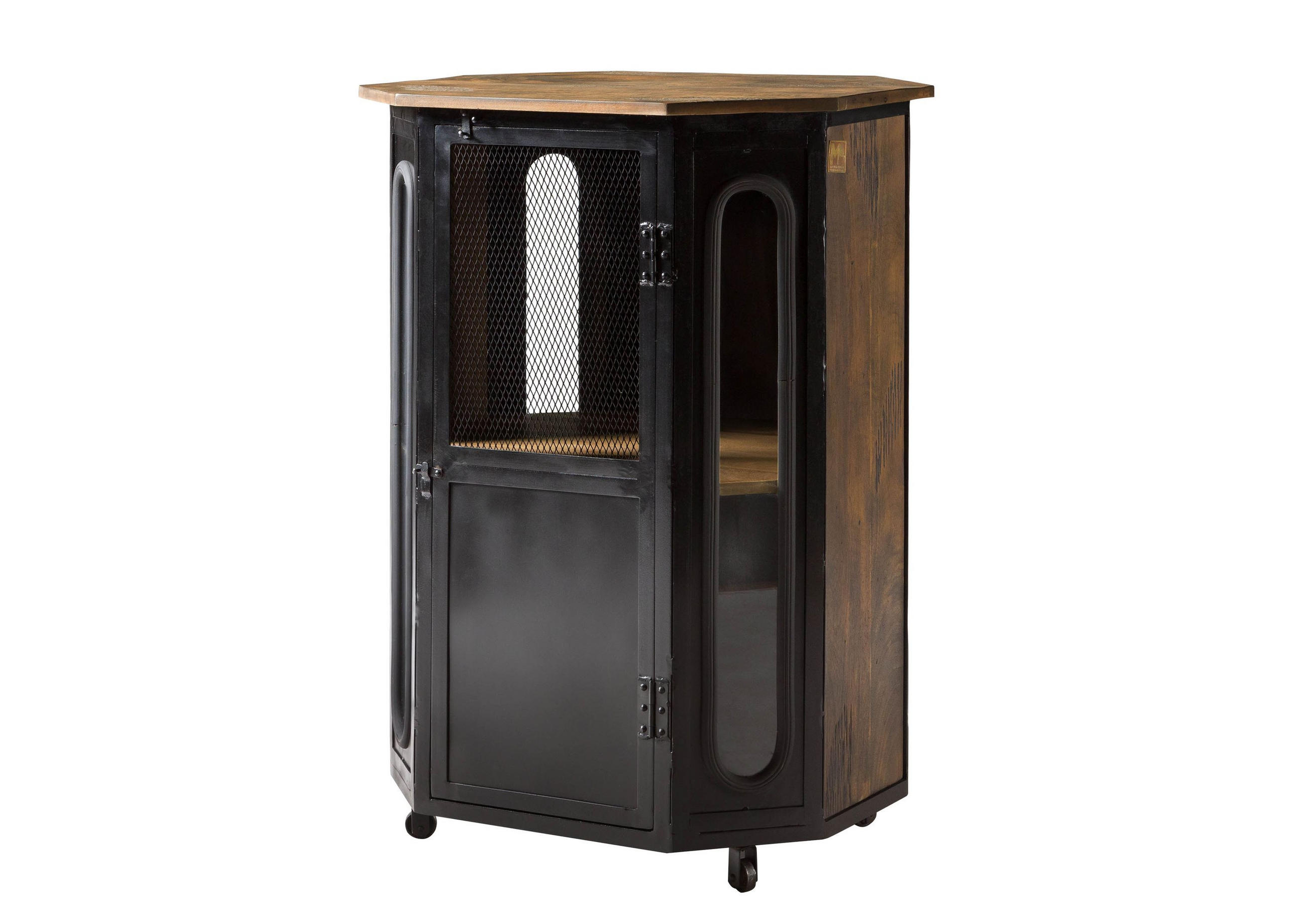 VITRINE Mango 76x60x120 braun lackiert RAILWAY #430 - Braun, Holz (76/120/60cm) - Massivmoebel24