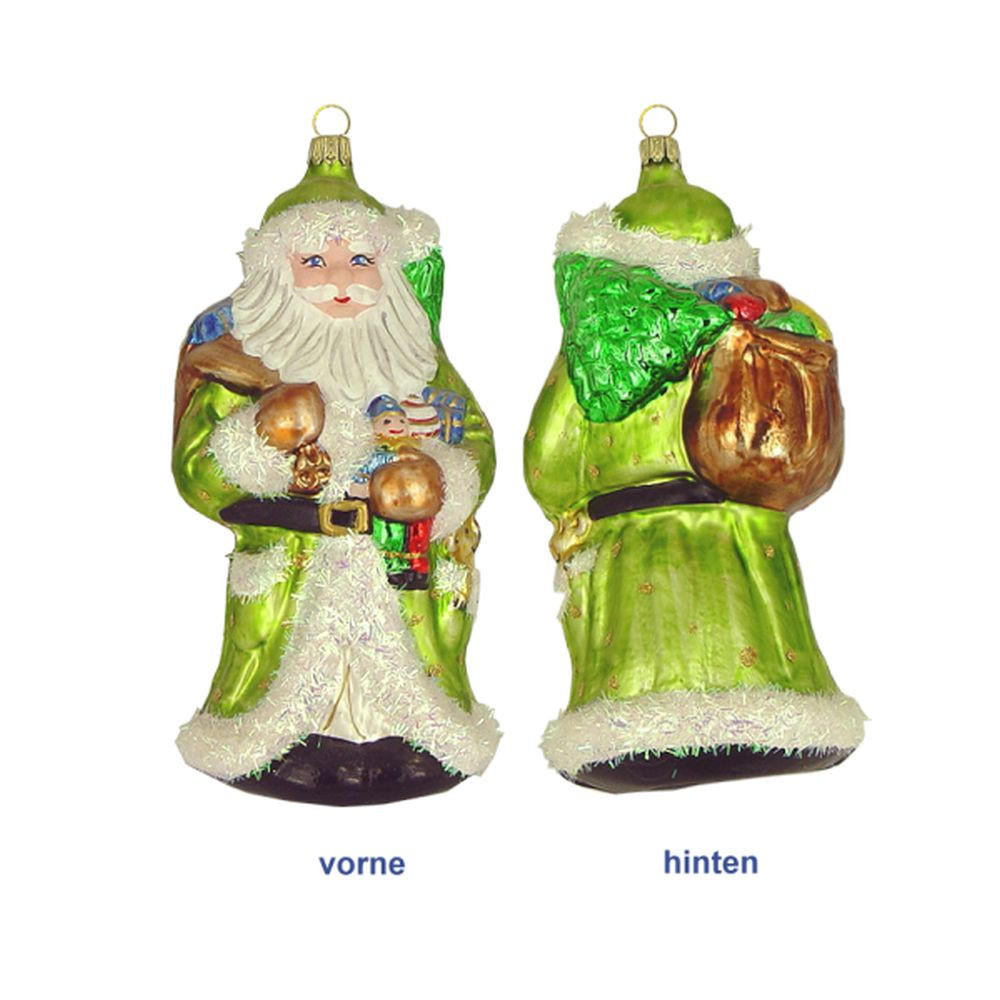 CHRISTBAUMSCHMUCK Weihnachtsmann mit Baum und Sack 17 cm - Multicolor, Metall (0.1/17/0.1cm)
