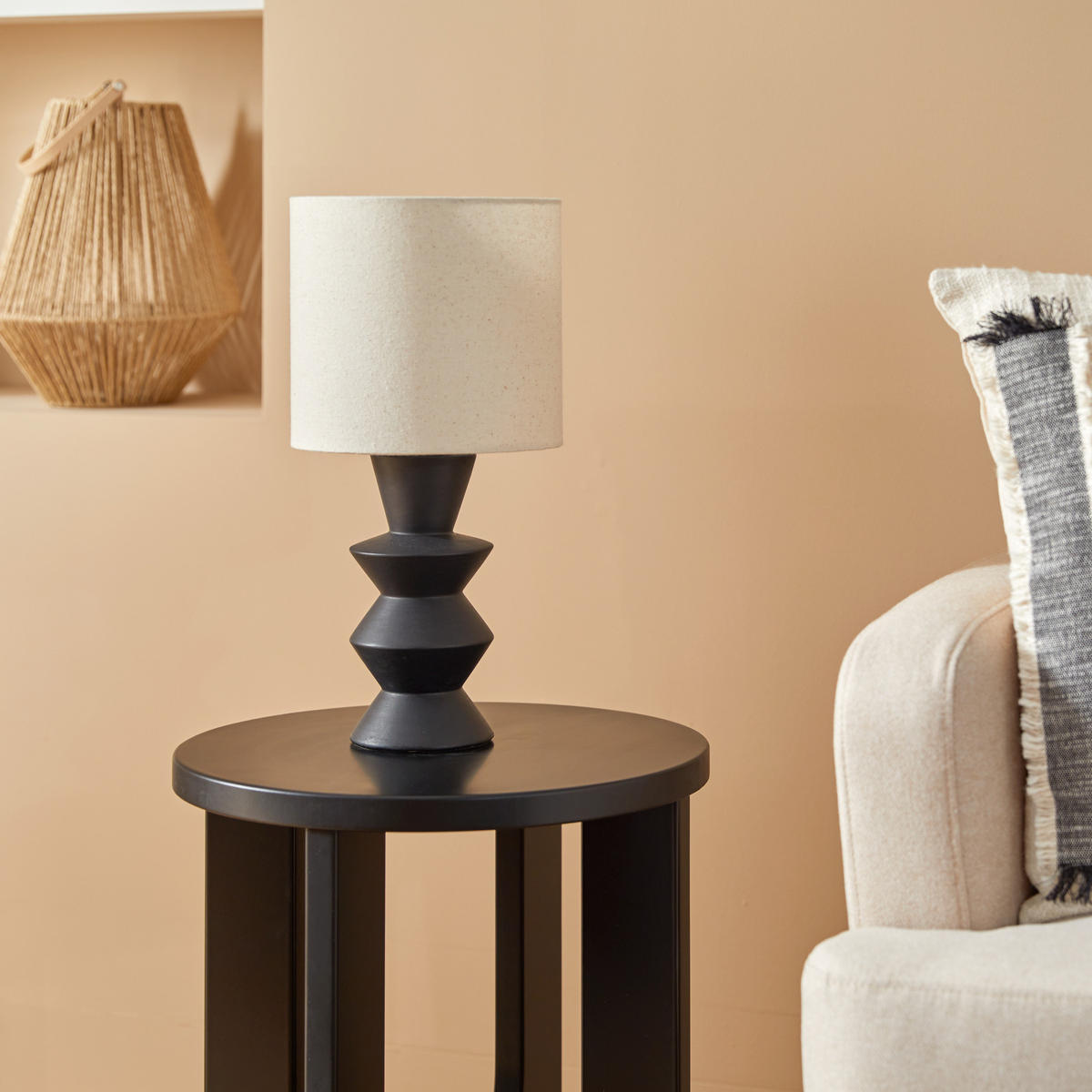 TISCHLAMPE Keramikfuß Yulia H. 40 cm - Schwarz, Keramik (20/20/40cm) - Atmosphera Createur d´interieur