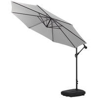 AMPELSCHIRM aus Polyester Metall in Hellgrau und befüllbarer Kunststoff-Sockel mit dem Rollen drehbar 360° neigbar 60° 3 x 2.6m - Grau, Metall (300/240cm) - Livingandhome