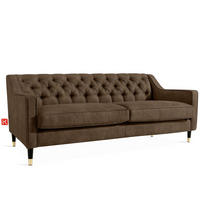 3-SITZER-SOFA NOMUS Velours, gesteppt, Dunkelbraun - Wengefarben/Dunkelbraun, Holz/Holzwerkstoff (192/78/80cm) - KONSIMO®