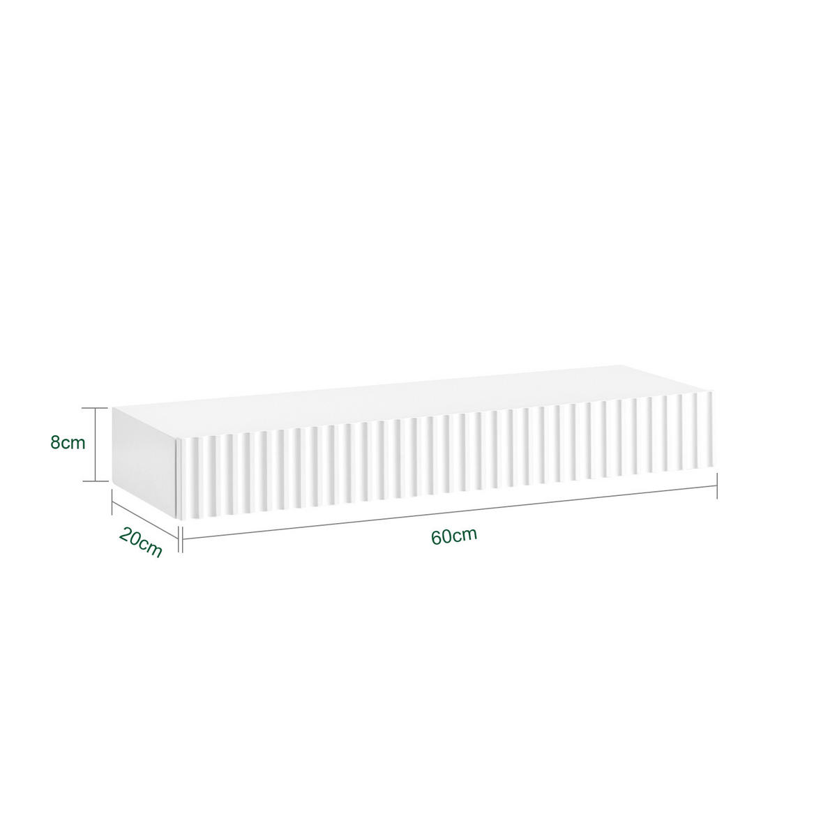 SCHWEBEREGAL mit Schublade Weiß, 60×20×8 cm - Weiß, Holzwerkstoff (60/8/20cm) - SoBuy