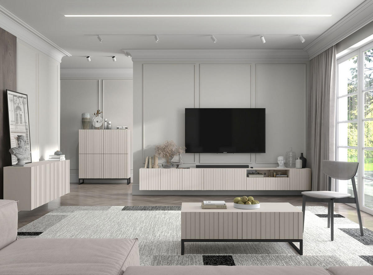 TV-SCHRANK Elpis Kaschmir Matt Glamour 150 cm - Kaschmir, Holzwerkstoff (150/37.5/36.5cm) - Meble Lindner