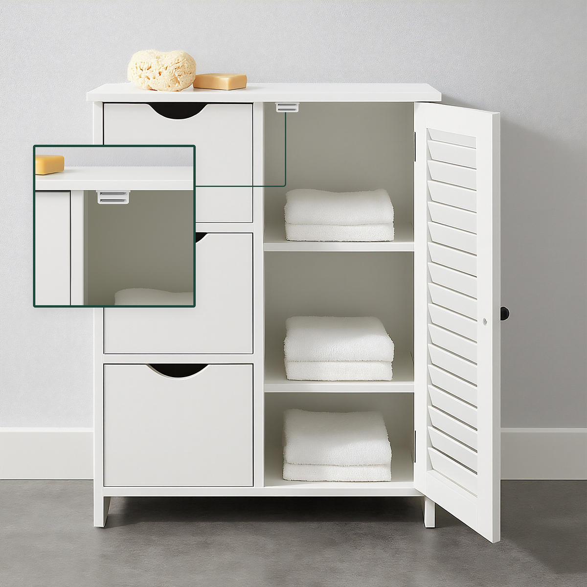 BADEZIMMERSCHRANK - Schwarz/Weiß, Holzwerkstoff/Kunststoff (60/80/30cm) - Relaxdays