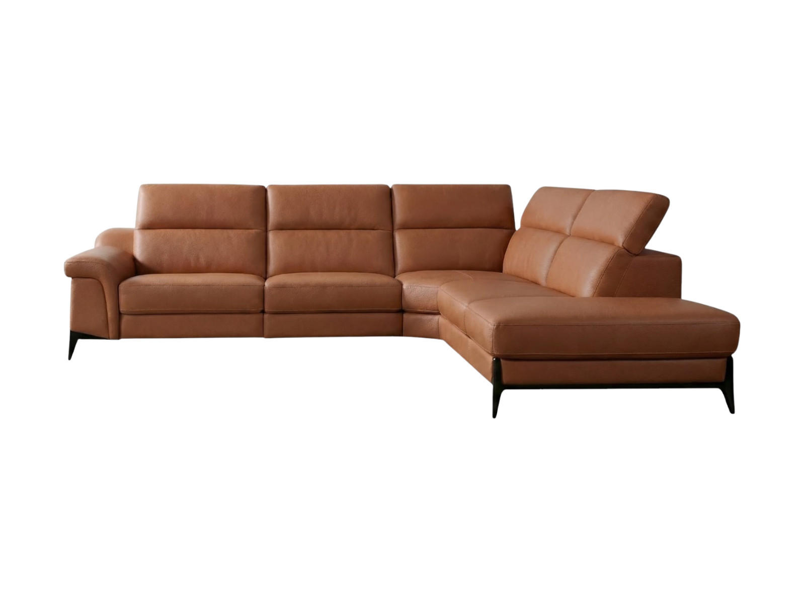 ECKSOFA Texas Echtleder Cognacbraun - Cognac, Leder/Metall (238/274cm)