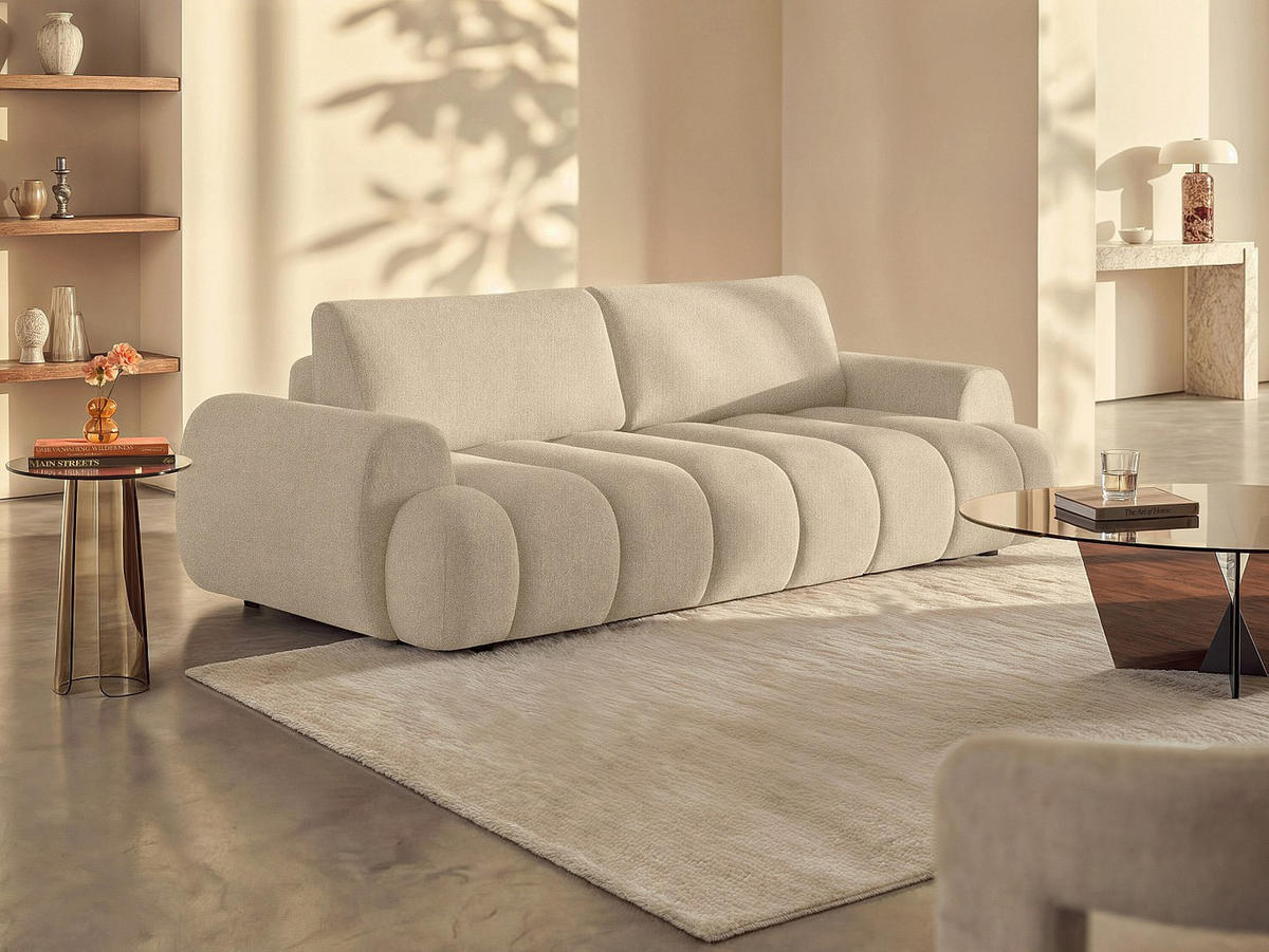 SCHLAFSOFA - 4 Personen - stoff - beige Fridora - Beige, Textil (263/81/110cm) - Vente-Unique