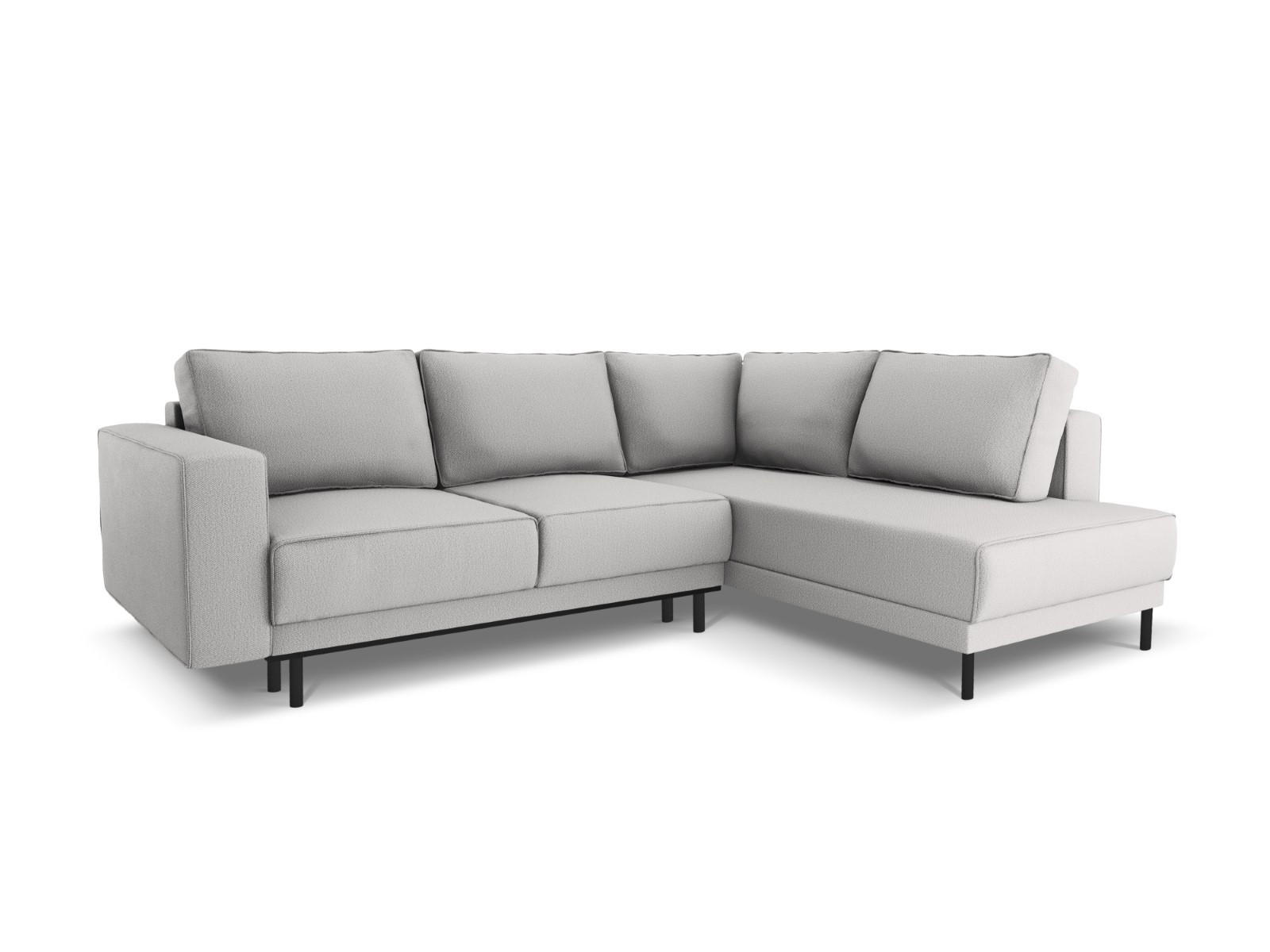 AUSKLAPPBARES-ECKSOFA rechts Caro aus strukturiertem Stoff hellgrau 5 Sitzplätze - Hellgrau, Textil (187/247cm) - Micadoni