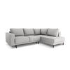 AUSKLAPPBARES-ECKSOFA rechts Caro aus strukturiertem Stoff hellgrau 5 Sitzplätze - Hellgrau, Textil (187/247cm) - Micadoni