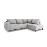 AUSKLAPPBARES-ECKSOFA rechts Caro aus strukturiertem Stoff hellgrau 5 Sitzplätze - Hellgrau, Textil (187/247cm) - Micadoni